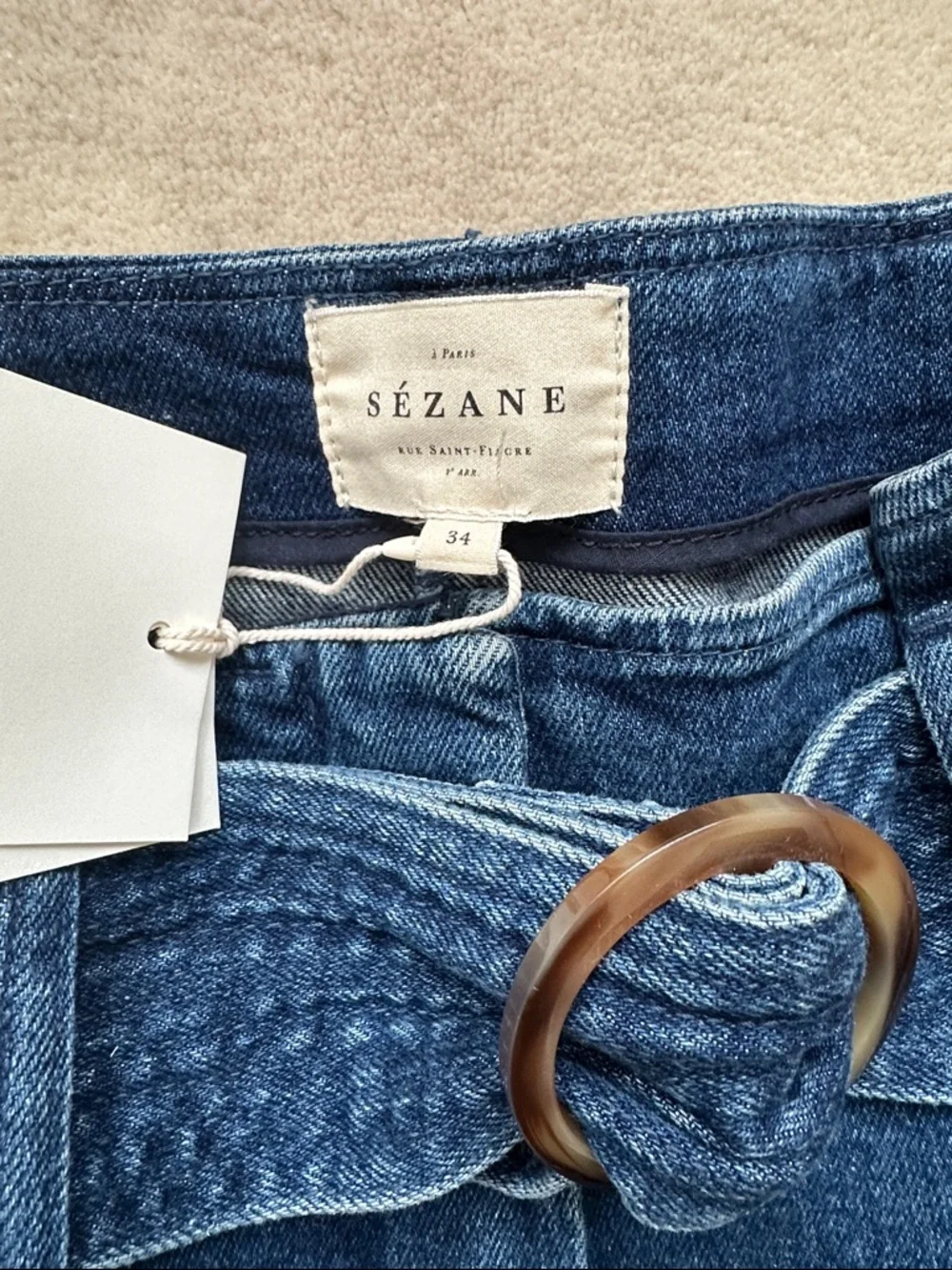 NWT Sezane Blue Denim Shorts Size 34 - Picture 4 of 5